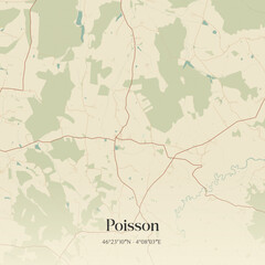 Obraz premium Vintage map of Poisson, France.