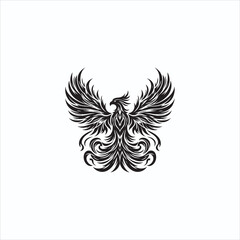 Obraz premium Elegant Black Phoenix Tattoo Design – Symbol of Rebirth & Strength