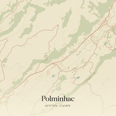 Obraz premium Vintage map of Polminhac, France.