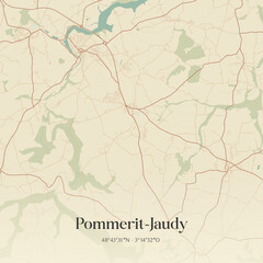 Fototapeta premium Vintage map of Pommerit-Jaudy, France.