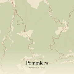 Obraz premium Vintage map of Pommiers, France.