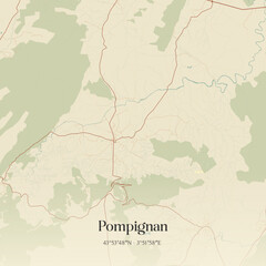Obraz premium Vintage map of Pompignan, France.