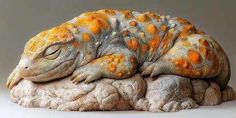 Obraz premium Vibrant amphibian resting on a textured surface in a serene display of nature's artistry