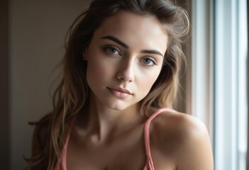 Woman in her early 20s. She is a ballerina. Soft natural lighting