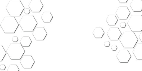 Abstract technology white and grey geometric hexagon shape on transparent background vector.