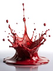 Splash of red paint on a white background
