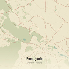 Fototapeta premium Vintage map of Pontgouin, France.