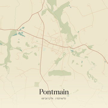 Vintage map of Pontmain, France.