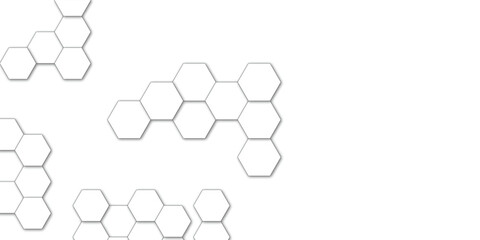 Abstract technology white and grey geometric hexagon shape on transparent background vector.