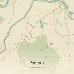 Fototapeta premium Vintage map of Pontoux, France.