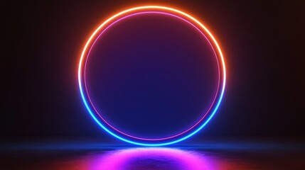 Obraz premium Bright circular lines against a dark blue background. Geometric stripe line art design. Trendy glossy blue lines. Modern technology concept.