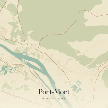 Vintage map of Port-Mort, France.