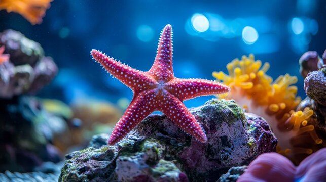 A Fromia seastar in a coral reef aquarium is among the most stunning living ornaments