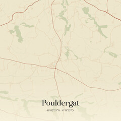 Fototapeta premium Vintage map of Pouldergat, France.