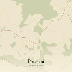 Obraz premium Vintage map of Pouvrai, France.