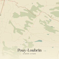 Obraz premium Vintage map of Pouy-Loubrin, France.