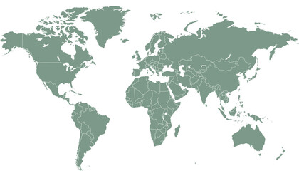 Fototapeta premium World map. Grey modern vector map. Silhouette map.