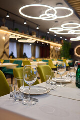 A beautifully designed restaurant interior with modern aesthetics and stylish lighting