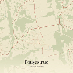 Obraz premium Vintage map of Pouyastruc, France.