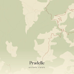 Naklejka premium Vintage map of Pradelle, France.
