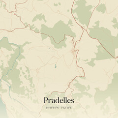 Obraz premium Vintage map of Pradelles, France.