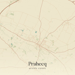 Fototapeta premium Vintage map of Prahecq, France.