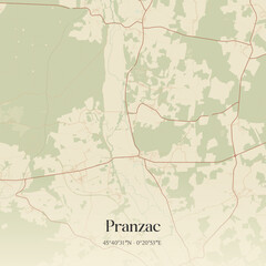 Fototapeta premium Vintage map of Pranzac, France.