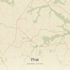 Fototapeta premium Vintage map of Prat, France.