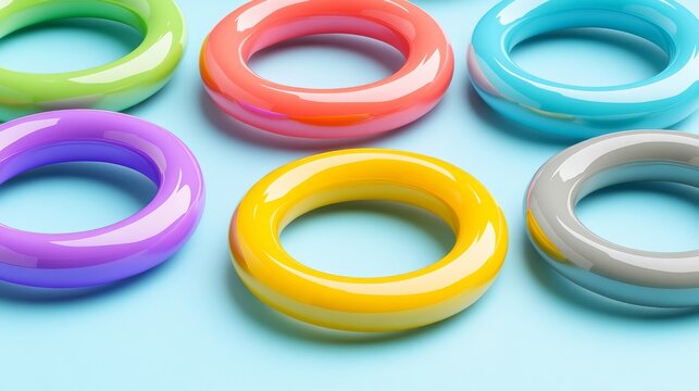A vivid, true-to-life representation of a sleek silicone wristband in assorted colors