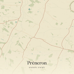 Obraz premium Vintage map of Préneron, France.