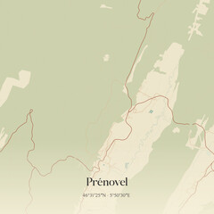 Fototapeta premium Vintage map of Prénovel, France.