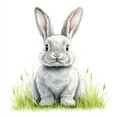 Obraz premium A delightful Easter bunny watercolor illustration of a cheerful bunny rabbit in the grass, great for seasonal prints and festive art, conveying a cute and funny mood