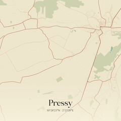 Naklejka premium Vintage map of Pressy, France.