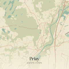 Obraz premium Vintage map of Priay, France.