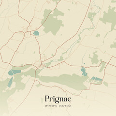 Obraz premium Vintage map of Prignac, France.