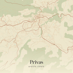 Obraz premium Vintage map of Privas, France.