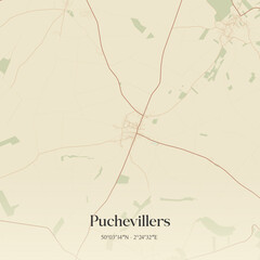 Fototapeta premium Vintage map of Puchevillers, France.