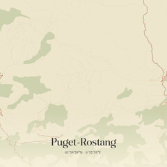 Obraz premium Vintage map of Puget-Rostang, France.