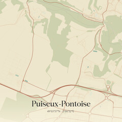Obraz premium Vintage map of Puiseux-Pontoise, France.