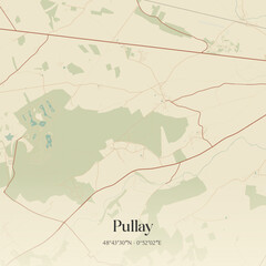 Obraz premium Vintage map of Pullay, France.