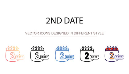 2nd Date icon design with white background stock illustration