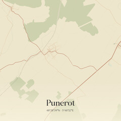 Obraz premium Vintage map of Punerot, France.