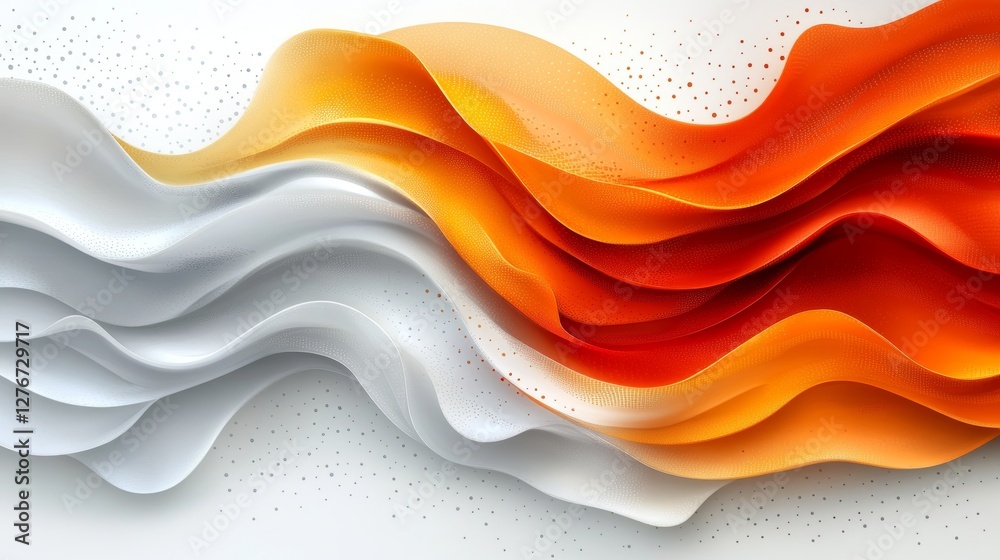 Poster a flow of musical notes. an abstract design with dots and lines weaving together. 3d rendering