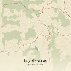 Obraz premium Vintage map of Puy-d'Arnac, France.