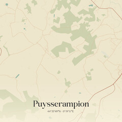 Obraz premium Vintage map of Puysserampion, France.