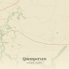 Obraz premium Vintage map of Quemperven, France.