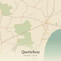 Fototapeta premium Vintage map of Quettehou, France.