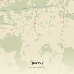 Obraz premium Vintage map of Quierzy, France.