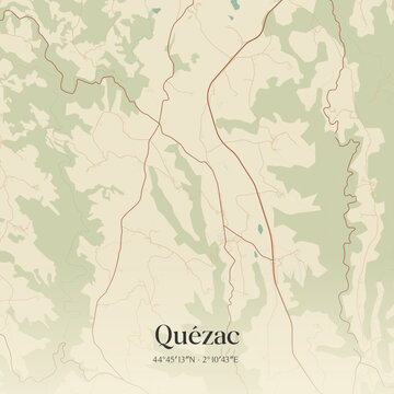 Vintage map of Qu&eacute;zac, France.