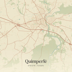 Obraz premium Vintage map of Quimperlé, France.